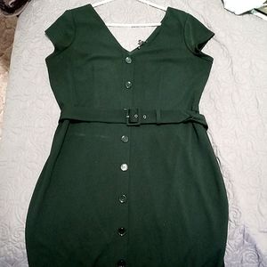 Black button-down belted dress